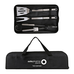 3 PC. STAINLESS BBQ UTENSIL SET WITH CASE